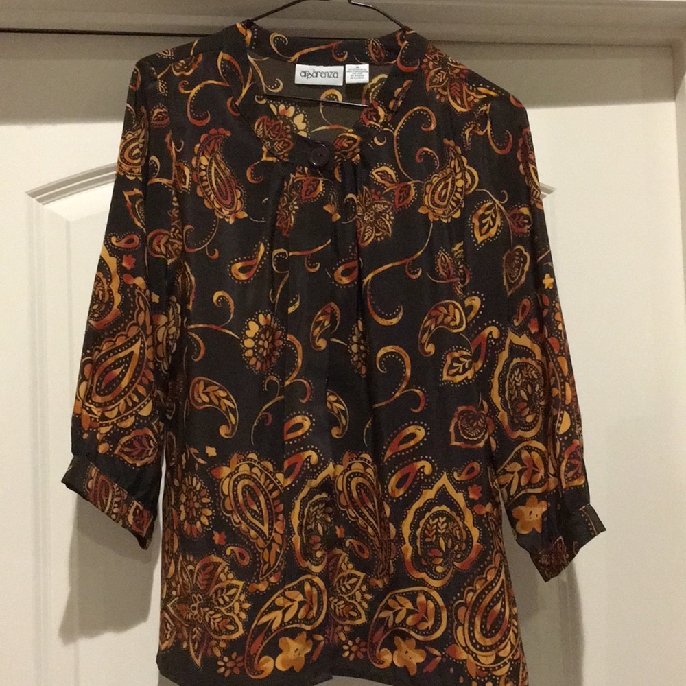 Apparenza Brown Paisley Button Up Blouse